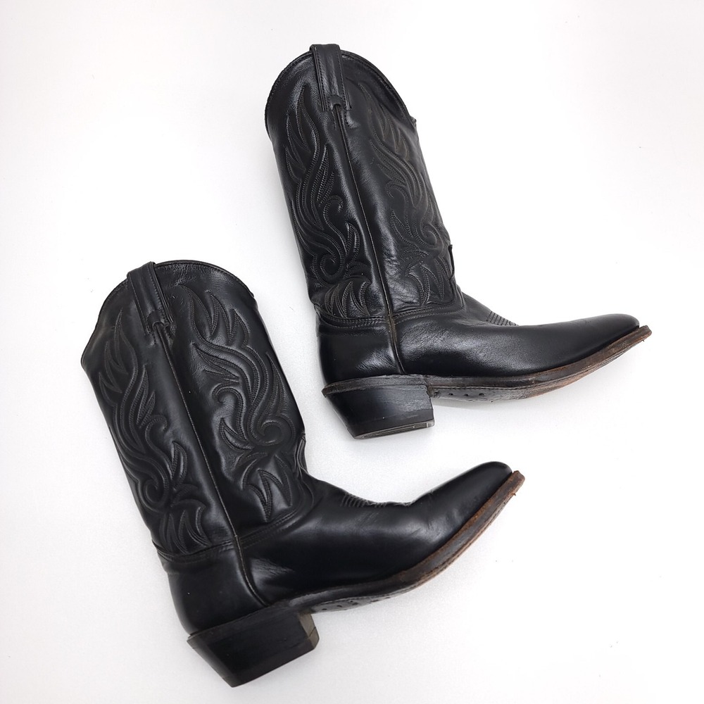 Abilene Black Leather Cowboy Boots‎ Men's 8.5 D Western Boot 6124